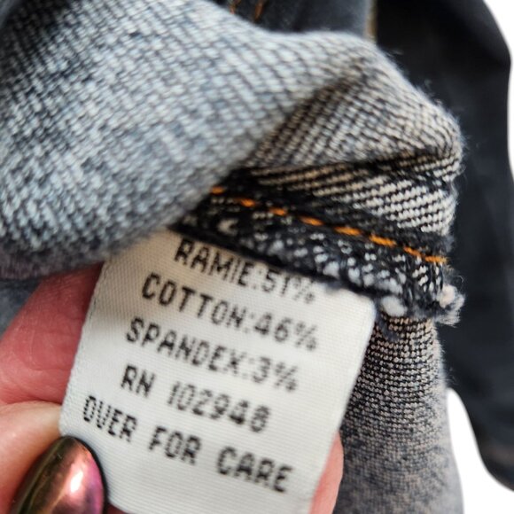 Anthropologie Tulle Jean Jacket Contrast Stitch Detail Button Front Nehru Collar - Picture 10 of 11